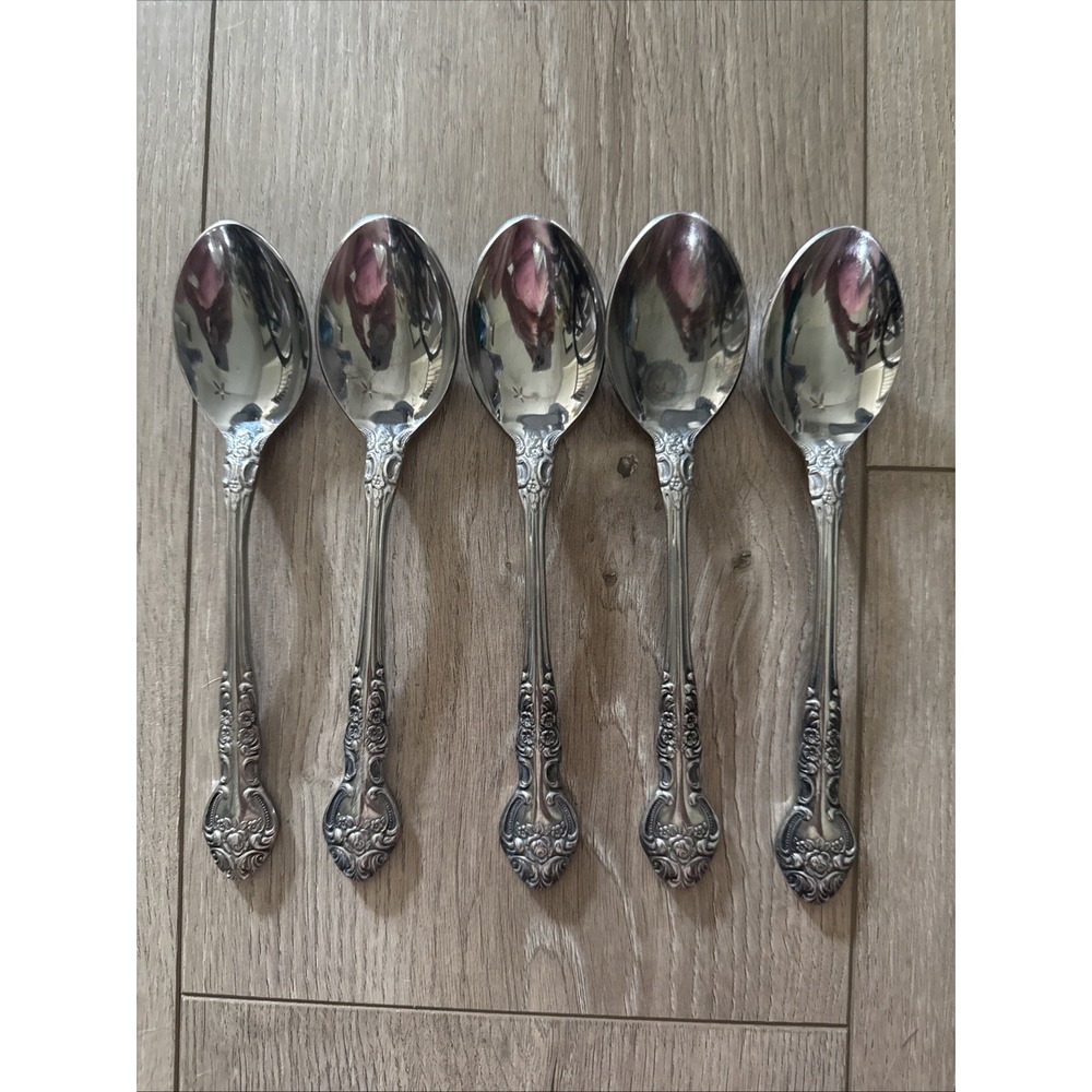 National SONORA Stainless NS Japan Floral Glossy Silverware Flatware Lot of‎ 5